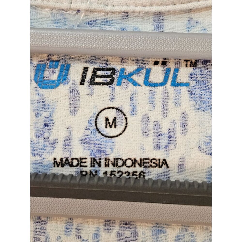 IBKUL Dress Medium Sleeveless Mock Zip Neck Elephant Print Blue UPF50 Resortwear - Picture 2 of 11